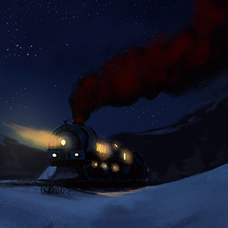 夜间火车的插图