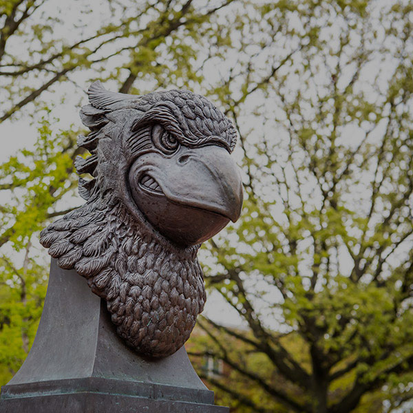 雷吉·红鸟头像雕像。