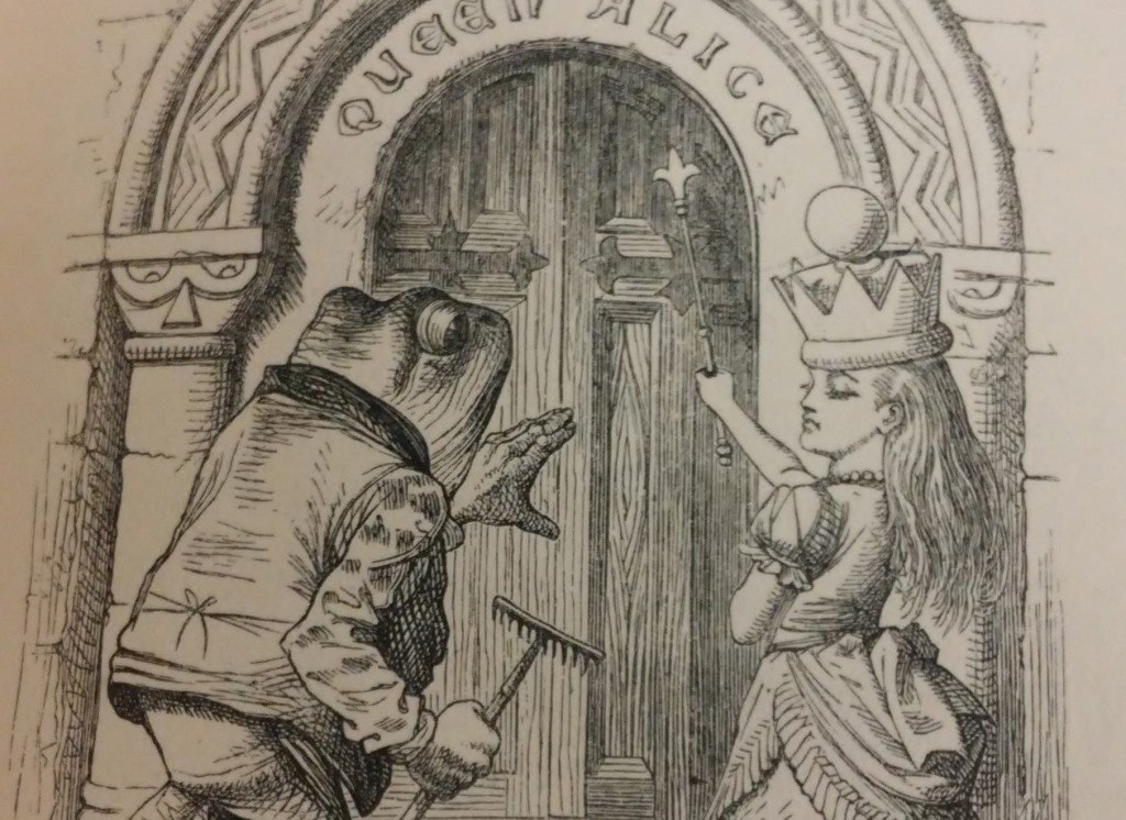 “女王爱丽丝》第一版的镜子,从米尔纳图书馆特殊的集合。