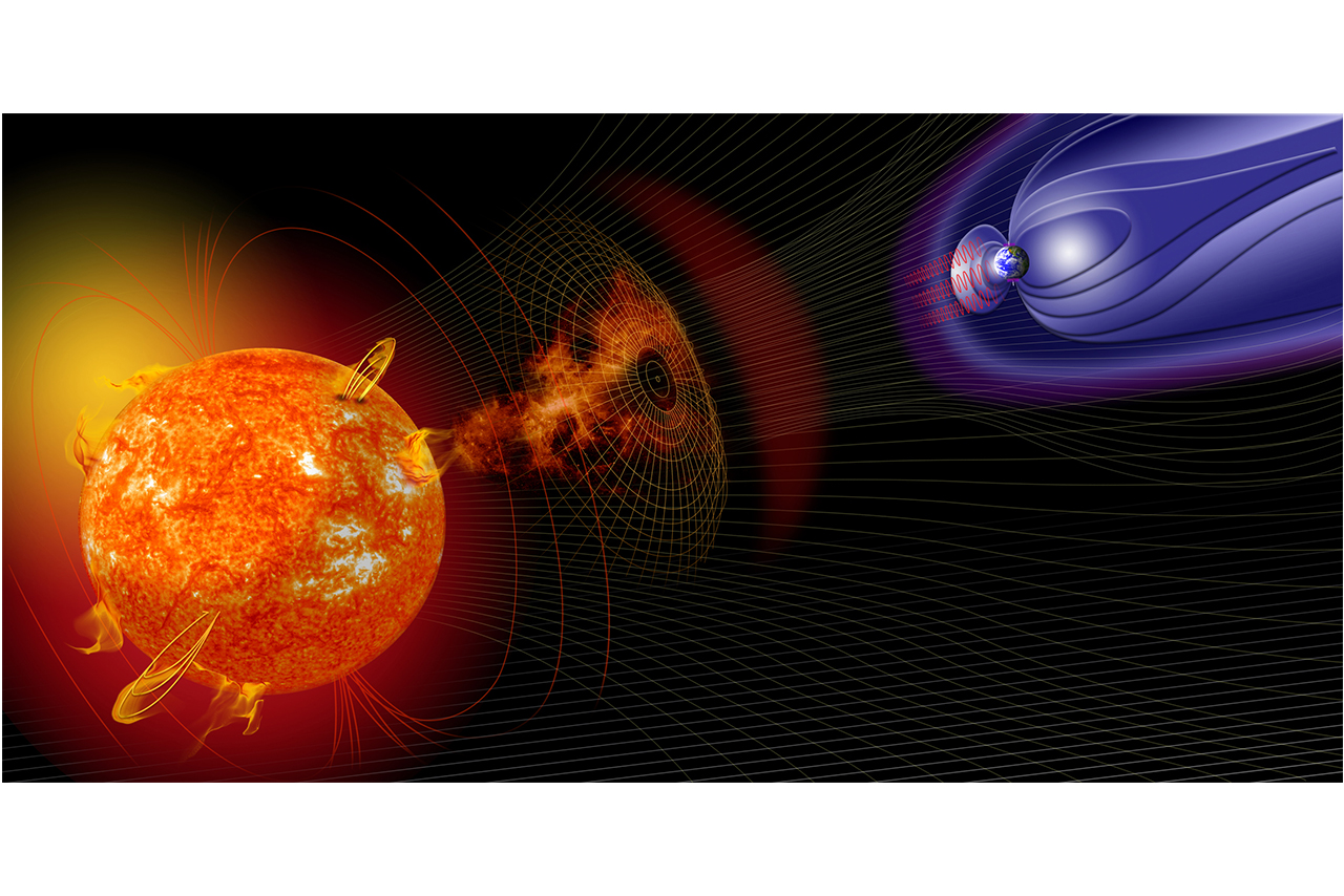 艺术家的事件说明在近地空间太阳变化的条件。(照片由NASA)