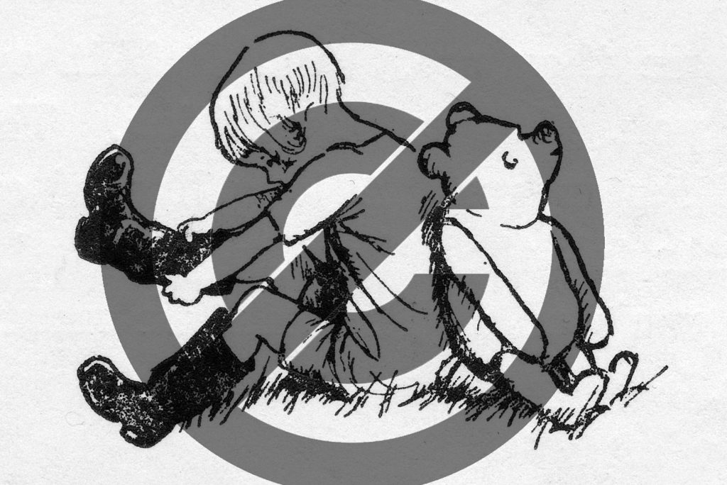 图像从a·a·米尔恩的小熊维尼cira 1926年反版权符号