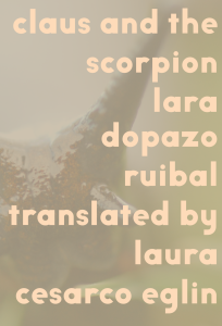 封面图片克劳斯和蝎子由劳拉Dopazo Ruibal，翻译由劳拉Cesarco Eglin。谭文字上的绿色抽象海洋生物
